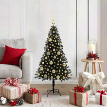Berkfield Christmas Tree with 150 LEDs with Stand Black 120 cm PVC