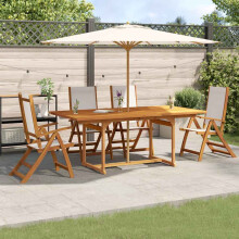Berkfield 5 Piece Garden Dining Set Solid Wood Acacia and Textilene
