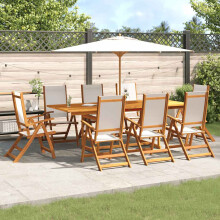 Berkfield 9 Piece Garden Dining Set Solid Wood Acacia and Textilene