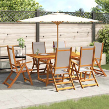 Berkfield 7 Piece Garden Dining Set Solid Wood Acacia and Textilene