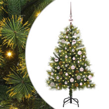 Berkfield Artificial Hinged Christmas Tree with Cones Green 150 cm