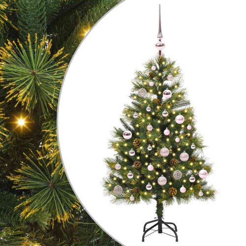 Berkfield Artificial Hinged Christmas Tree with Cones Green 150 cm
