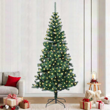 Berkfield Artificial Pre-lit Christmas Tree Green 240 cm PVC and Metal