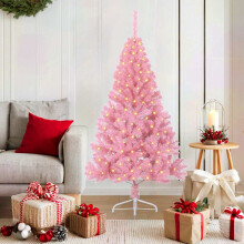 Berkfield Artificial Pre-lit Christmas Tree with 150 LEDs Pink 150 cm PVC