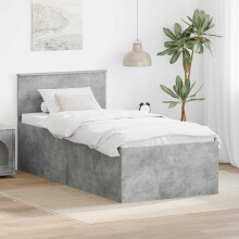 Berkfield Bed Frame Concrete Grey 75 x 190 cm Engineered Wood