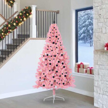 Berkfield Artificial Pre-lit Christmas Tree with 300 LEDs Pink 240 cm PVC