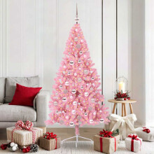 Berkfield Artificial Pre-lit Christmas Tree with 300 LEDs Pink 180 cm PVC