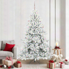 Berkfield Artificial Hinged Christmas Tree White 210 cm PVC and Steel