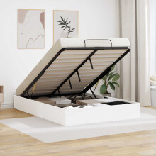 Berkfield Ottoman Bed Frame White 193 x 140 x 25 cm Engineered Wood