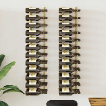 Berkfield Wall Mounted Wine Rack for 36 Bottles 2 pcs Gold Iron