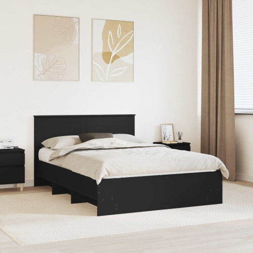 Berkfield Bed Frame with Headboard Black 140 x 200 cm Engineered Wood