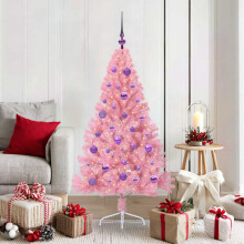 Berkfield Artificial Pre-lit Christmas Tree with 150 LEDs Pink 150 cm PVC