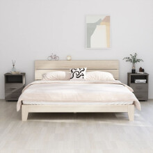 Berkfield Bedside Cabinets HAMAR 2 pcs Light Grey 40x35x62 cm Solid Wood