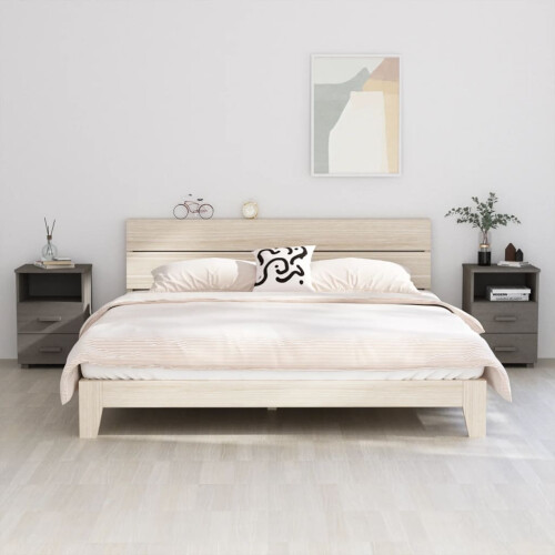 Berkfield Bedside Cabinets HAMAR 2 pcs Light Grey 40x35x62 cm Solid Wood