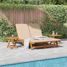 Berkfield Sun Lounger Reclining with Cushion Beige Solid Acacia Wood