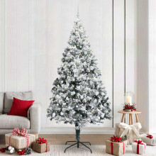 Berkfield Artificial Christmas Tree with 300 LEDs with Stand White 240 cm