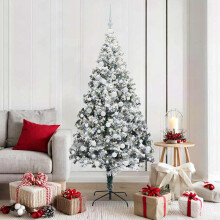 Berkfield Artificial Christmas Tree with 300 LEDs with Stand White 180 cm
