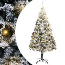 Berkfield Artificial Christmas Tree with 300 LEDs with Stand White 180 cm