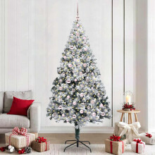 Berkfield Artificial Christmas Tree with 300 LEDs with Stand White 240 cm