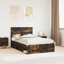 Berkfield Bed Frame Smoked Oak 120 x 200 cm Solid Pine Wood