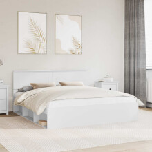 Berkfield Bed Frame with Headboard White 180 x 200 cm Engineered wood