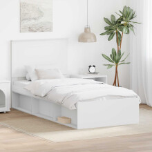 Berkfield Bed Frame with Headboard White 90 x 190 cm Solid Pine Wood