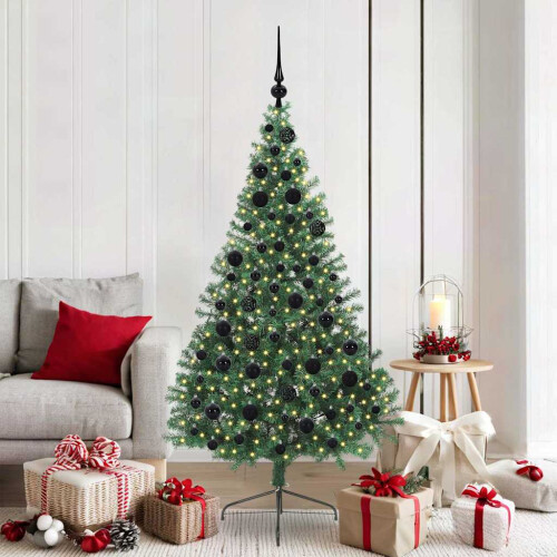 Berkfield Artificial Pre-lit Christmas Tree Green 180 cm PVC