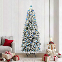 Berkfield Artificial Christmas Tree with 300 LEDs with Stand White 210 cm