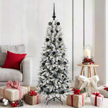 Berkfield Artificial Christmas Tree with 150 LEDs with Stand White 150 cm