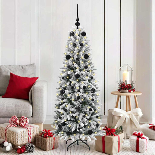 Berkfield Artificial Christmas Tree with 150 LEDs with Stand White 150 cm
