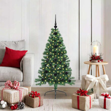 Berkfield Artificial Pre-lit Christmas Tree Green 120 cm PVC
