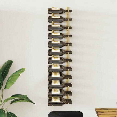 Berkfield Wall Mounted Wine Rack for 36 Bottles Gold Iron