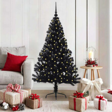 Berkfield Artificial Pre-lit Christmas Tree Black 150 cm PVC