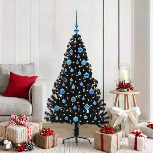 Berkfield Artificial Pre-lit Christmas Tree Black 150 cm PVC