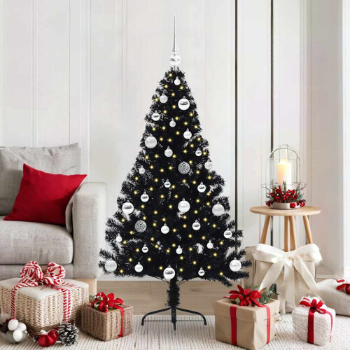 Berkfield Artificial Pre-lit Christmas Tree Black 150 cm PVC