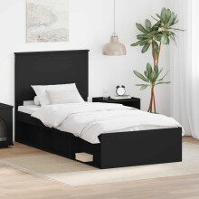 Berkfield Bed Frame with Headboard Black 75 x 190 cm Solid Pine Wood