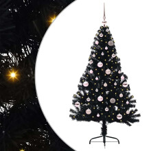 Berkfield Artificial Pre-lit Christmas Tree Black 150 cm PVC