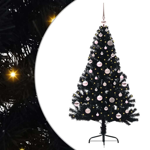 Berkfield Artificial Pre-lit Christmas Tree Black 150 cm PVC