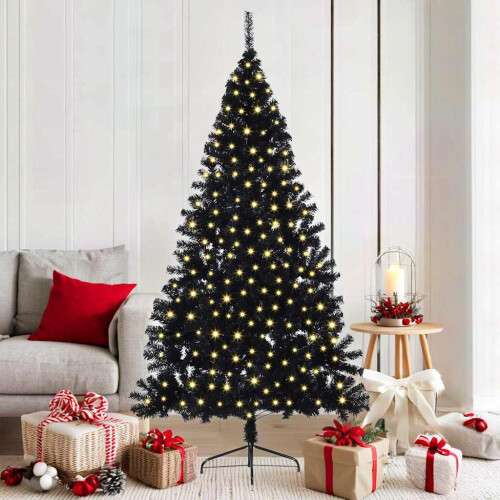 Berkfield Artificial Pre-lit Christmas Tree Black 180 cm PVC