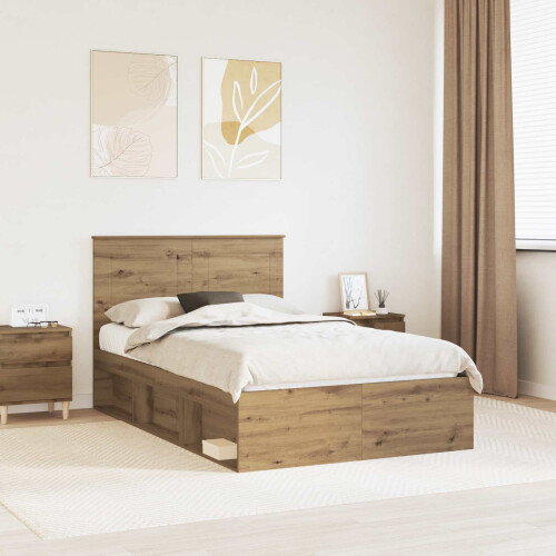 Berkfield Bed Frame Artisian Oak 120 x 200 cm Solid Pine Wood