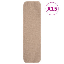 Berkfield Anti Slip Stair Mats 15 pcs 75x20 cm Beige Rectangular
