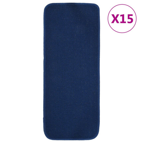 Berkfield Anti Slip Stair Mats 15 pcs 60x25 cm Navy Blue Rectangular
