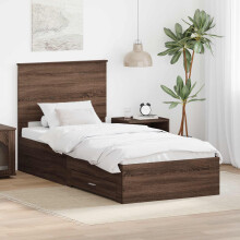 Berkfield Bed Frame Brown Oak and Silver 75 x 190 cm Engineered Wood
