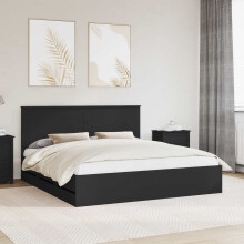 Berkfield Bed Frame with Drawer Black 180 x 200 cm Engineer Wood
