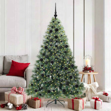 Berkfield Artificial Christmas Tree with 300 LEDs Green 180 cm PE and PVC