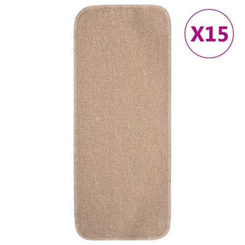 Berkfield Anti Slip Stair Mats 15 pcs 60x25 cm Beige Rectangular