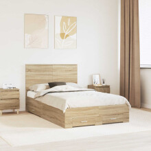 Berkfield Bed Frame with Drawer Sonoma Oak 120 x 200 cm Engineered Wood