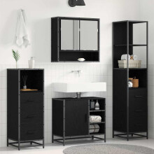 Berkfield Bathroom Furniture Set 4 pcs Black Oak Engineered Wood