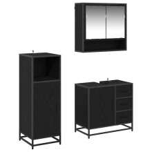 Berkfield Bathroom Furniture Set 3 pcs Black Oak Engineered Wood