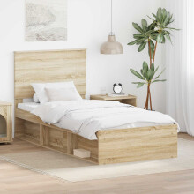 Berkfield Bed Frame with Headboard Sonoma 90 x 190 cm Solid Pine Wood